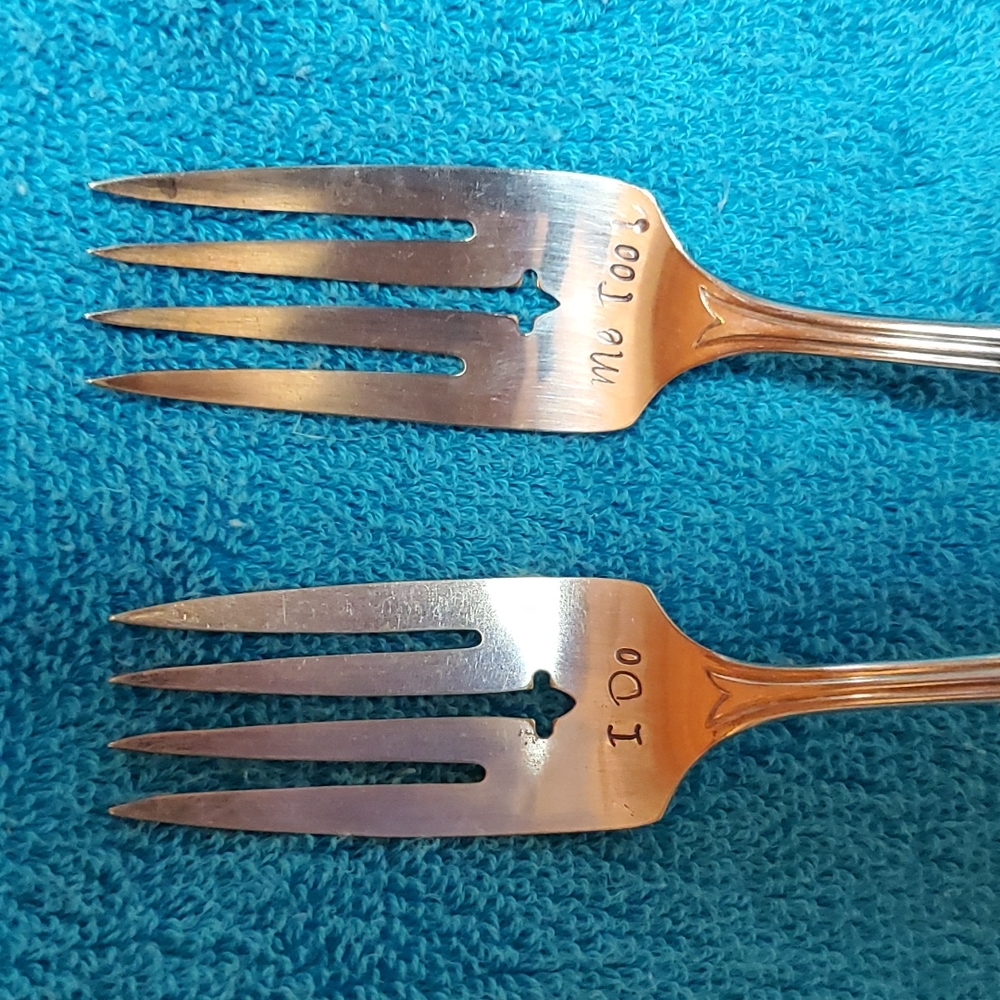 I DO Wedding Fork Set Anniversary Couple Decor Farmhouse - Picture 2 of 7